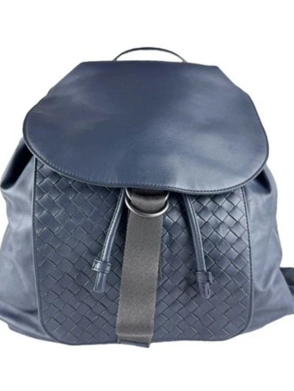 Auth BOTTEGAVENETA Intrecciato Backpack Navy Leather - z9281